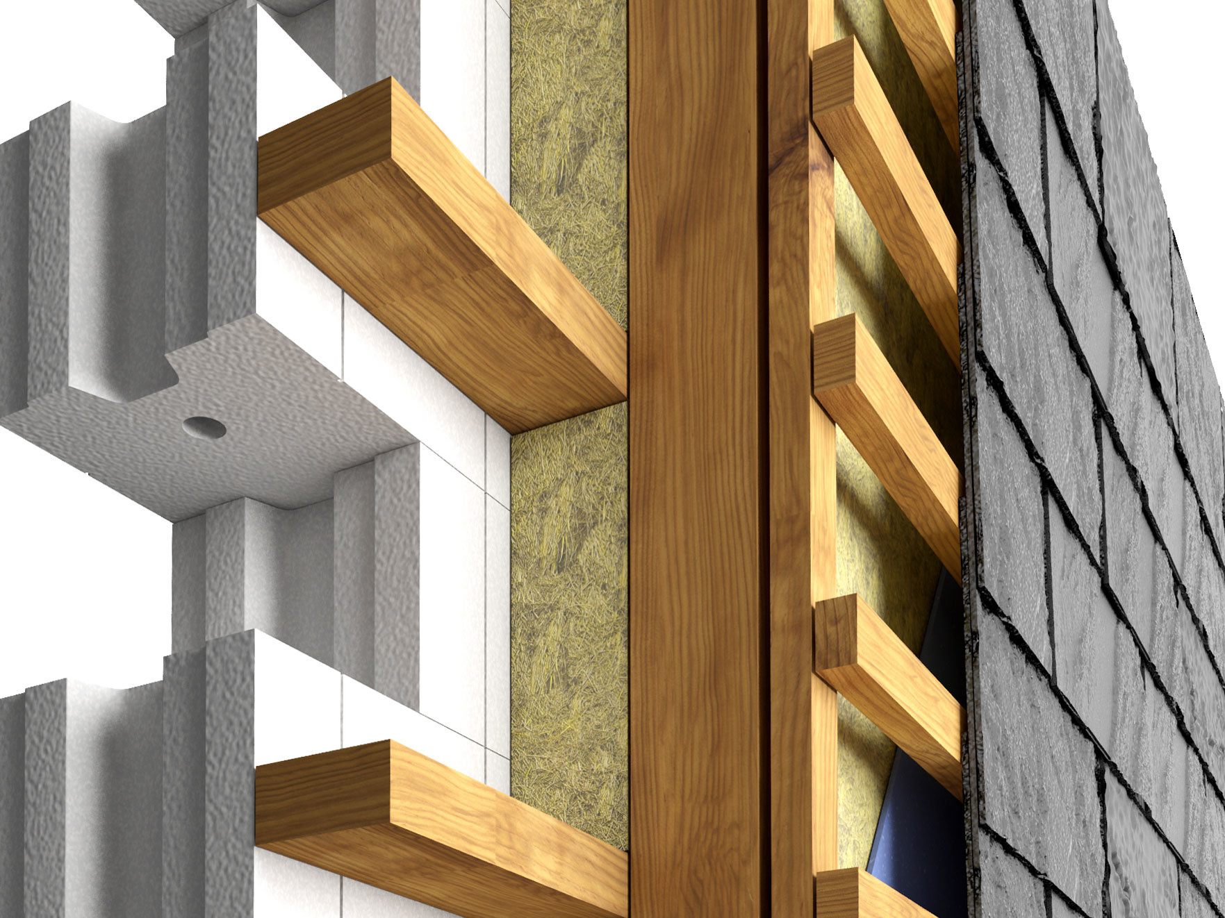 Фасад из сланца - прямоугольная двойная кладка.